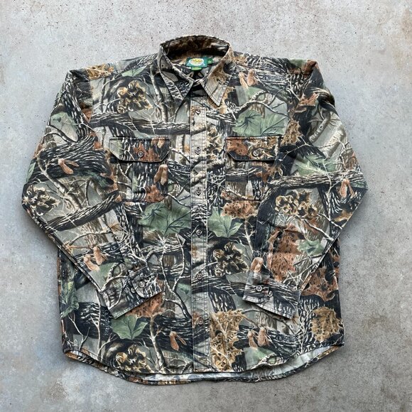 Vtg Cabela's Seclusion 3D Tree Camouflage Shirt Canvas Size: Large Regular - Picture 1 of 6